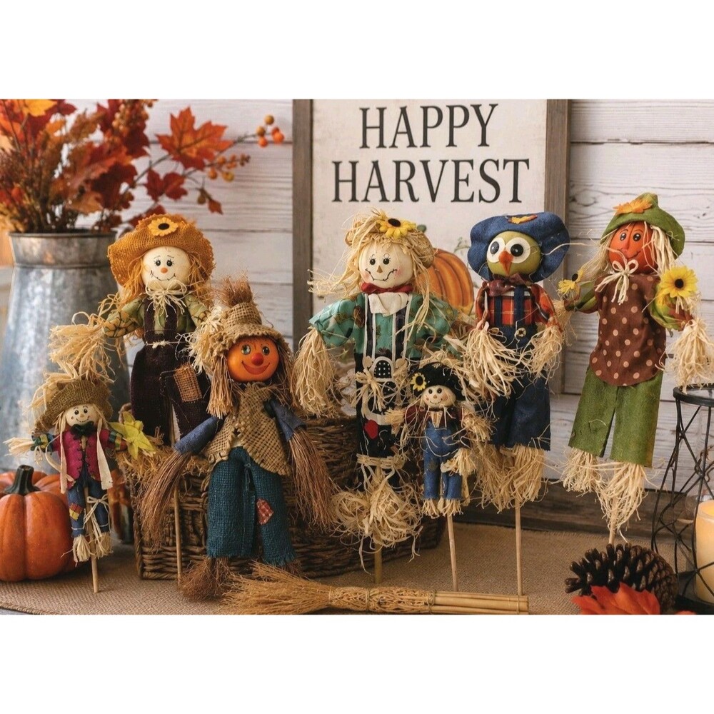 Fall Harvest Scarecrow Decor Lot 7 Thanksgiving Autumn Table Porch Figure 6-20"